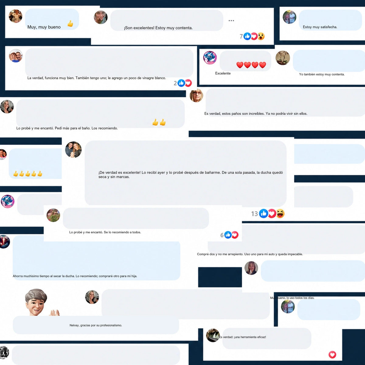 Comentarios de clientes satisfechos con el paño NELVAY