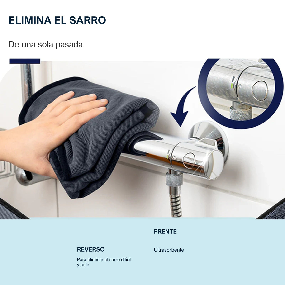 Doble cara: el frente ultraabsorbente y el reverso para el sarro difícil y el pulido