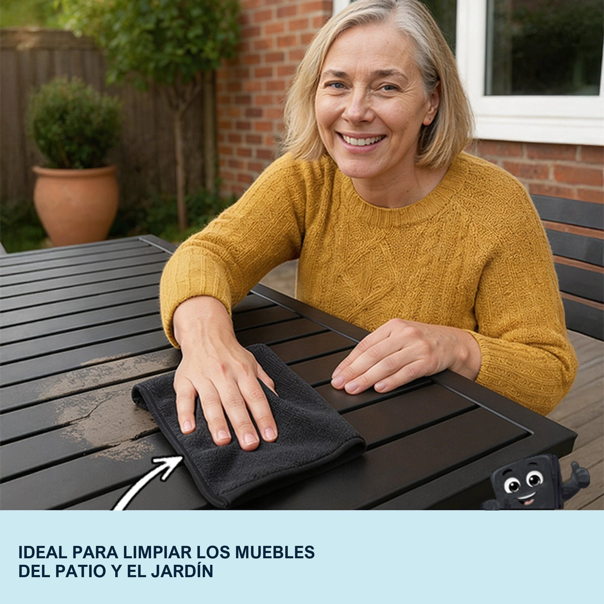Ideal para limpiar los muebles del patio y el jardín