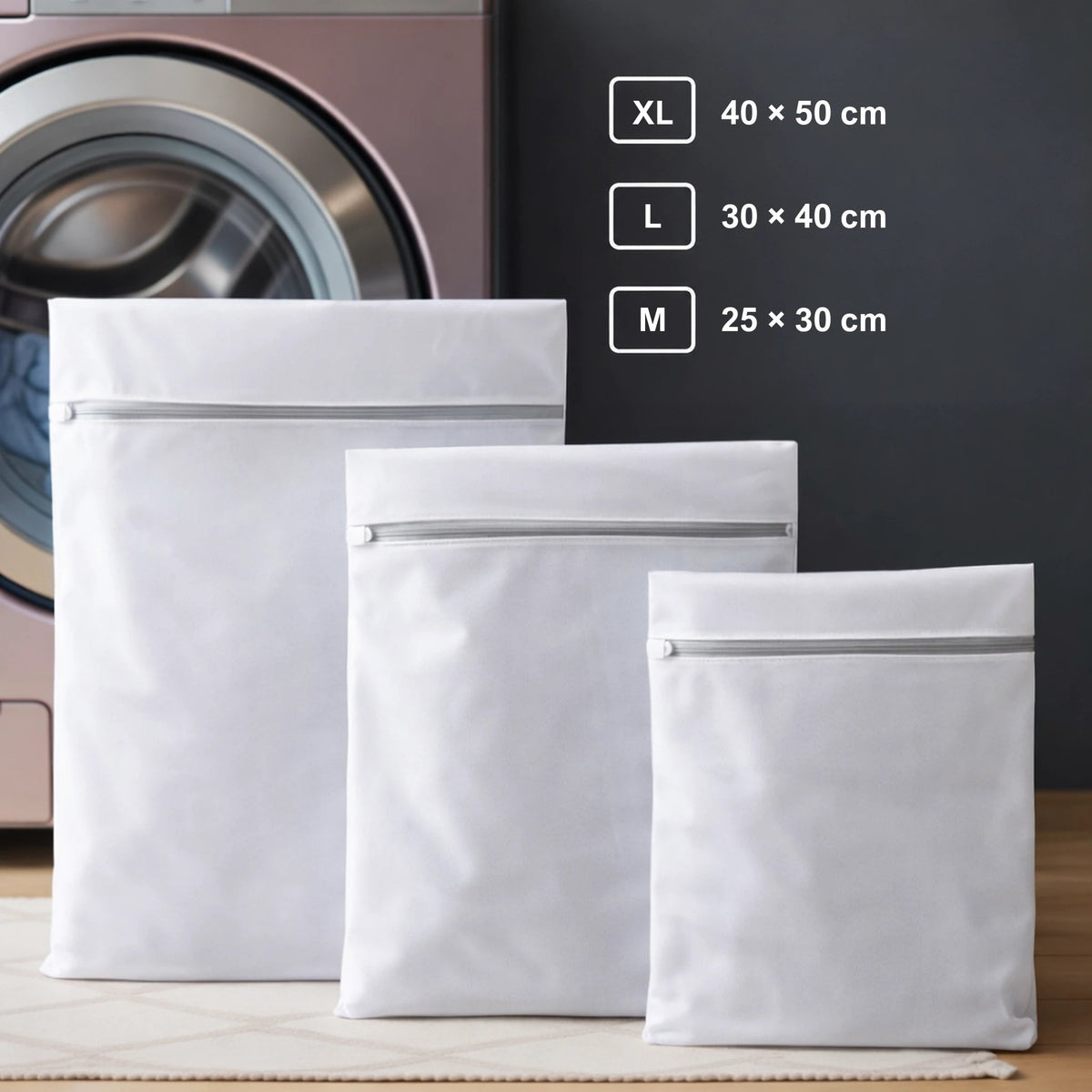Bolsas de lavado NELVAY, paquete de 3 en tamaños XL, L y M