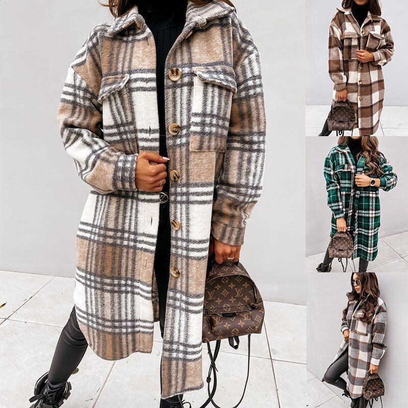 Melanie | Women's Long Plaid Winter Jacket – Cozy & Stylish Cold-Weather Essential