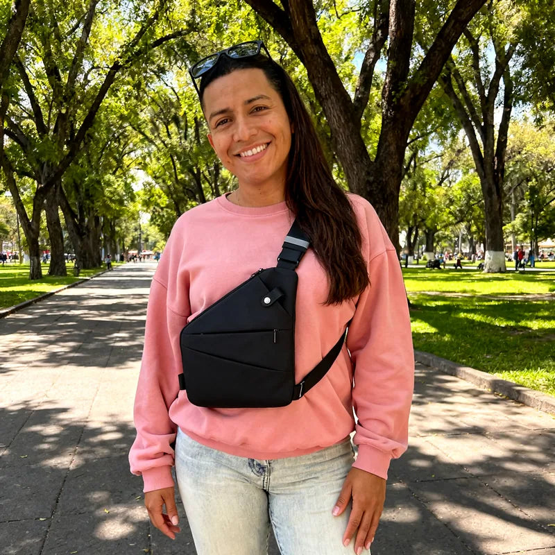 Foto de Karla M. con su bolso NELVAY